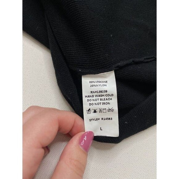 Do+Be Black Ruffle One Shoulder Knit Top sz Large - Picture 5 of 7